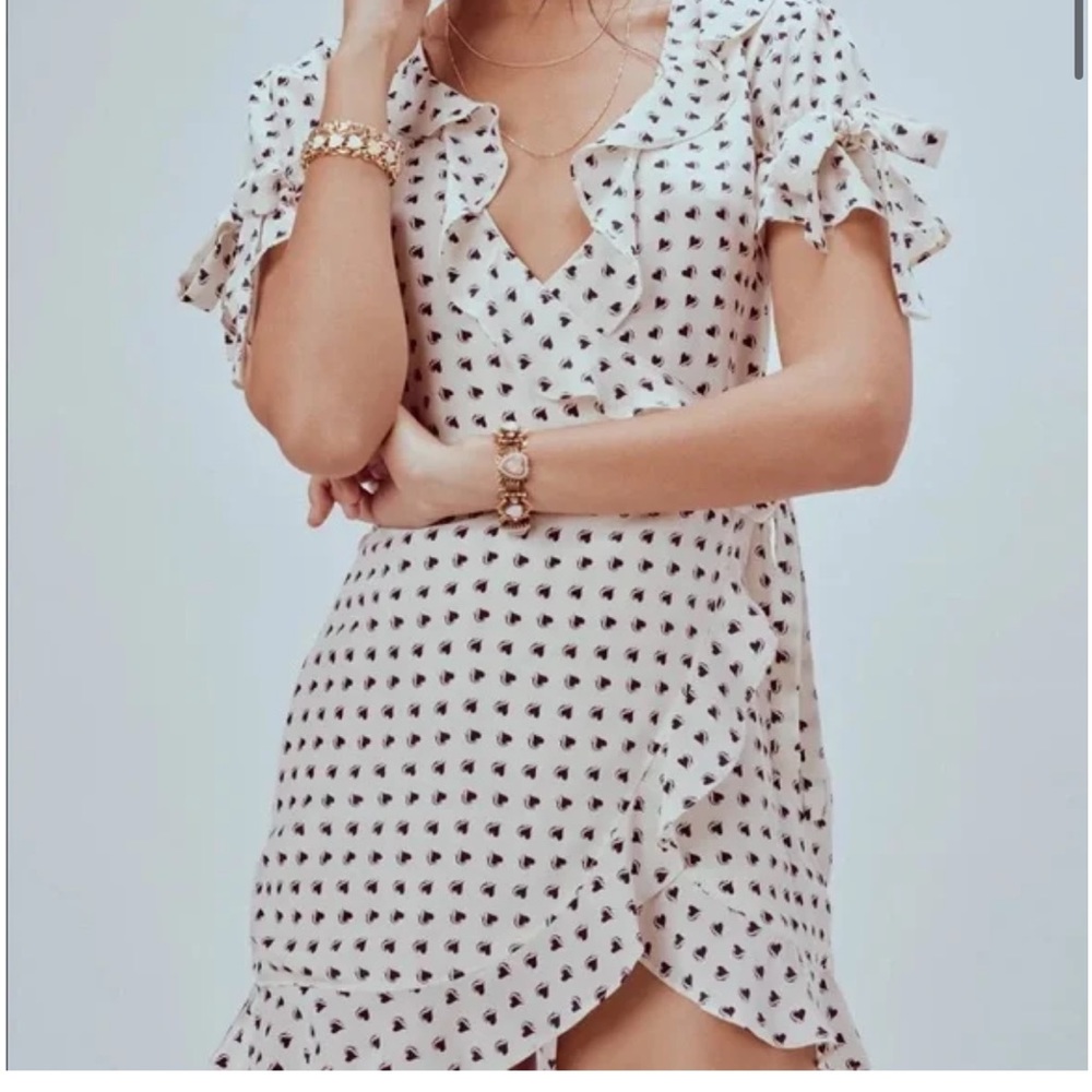 For Love And Lemons Sweetheart Heart Wrap Mini Dress Size Medium